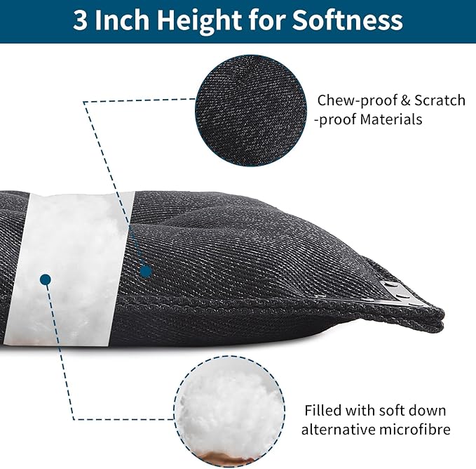 BALAPET Chew Proof Dog Bed with Metal Rivet Corner for Medium Dogs, Stable Kennel Pad Mat for Teething Puppy, Durable Indoor Outdoor Crate Pad for Medium Dog Crates, 35"x22"-PawvioPets