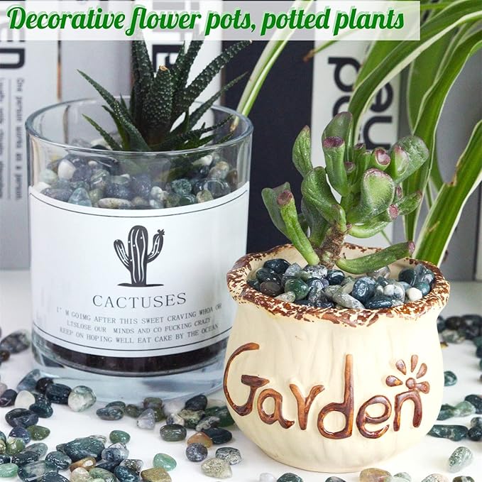 Aquatic Agate Aquarium Gravel Rocks Natural Tumbled Healing Crystal Chips Bulk Gemstones Crushed Stones for Fountain Vase Filler Planters Decorative Fish Tank Potted Reiki Energy Balancing 0.45lb-PawvioPets