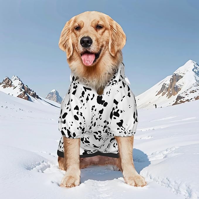 Dalmatian Hoodie, Cute Halloween Cosplay Winter Costume With Pocket, Dalmatians Print Clothes for Medium Large Dogs XXX-Large-PawvioPets