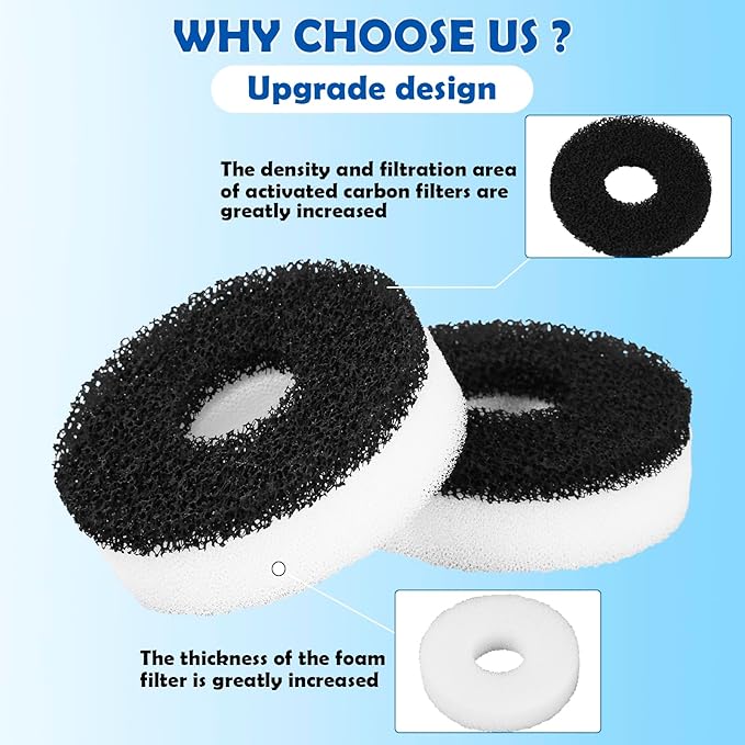 Foam and Carbon Rings Filter Replacement Compatible with Biorb Aquariums(10 carbon foams, 10 regular foams, 2 cleaning brushs and 1 piece cleaner pad)-PawvioPets