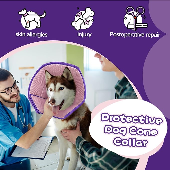 Dog Cone Collar After Surgery, Adjustable Soft Recovery Cone for Small Dogs to Stop Licking, Light-Weight Comfortable Elizabethan Collar for Dogs Anti-Bite Lick Protective Wound-PawvioPets