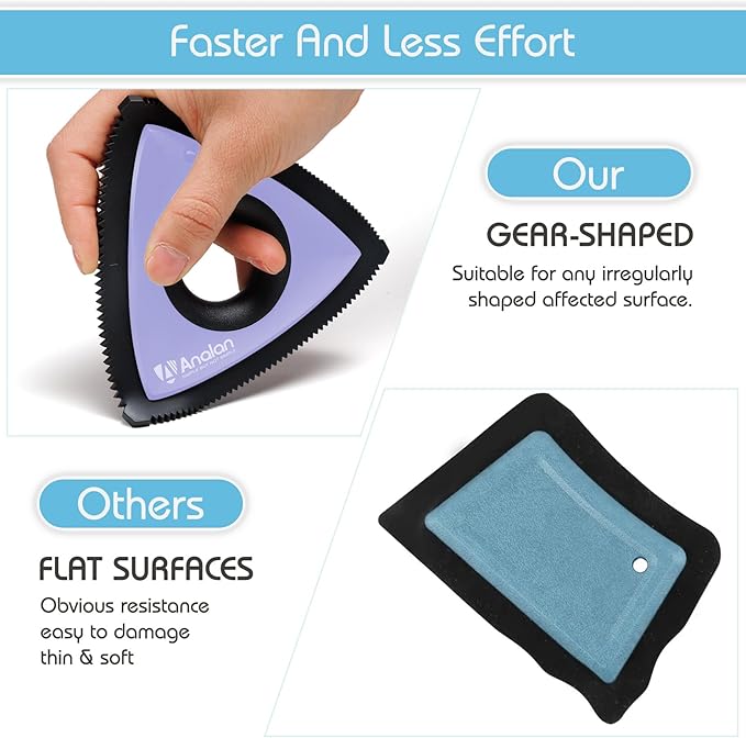 Analan Mini Pet Hair Remover for Car Detailing Supplies, Carpet Dog Hair Remover for Car Interior, Triangle Dog Hair Remover for Auto Detailing, Couch, Furniture, Lint, Carpet(Purple)-PawvioPets