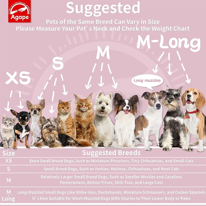 Agape Soft Cone for Cats & Small Dogs, Comfy Pet Cone to Stop Licking, Adjustable Cat E Collar Alternative After Surgery, Protective Elizabethan Collar for Pup & Kitty, Water Repellent Recovery Cone-PawvioPets