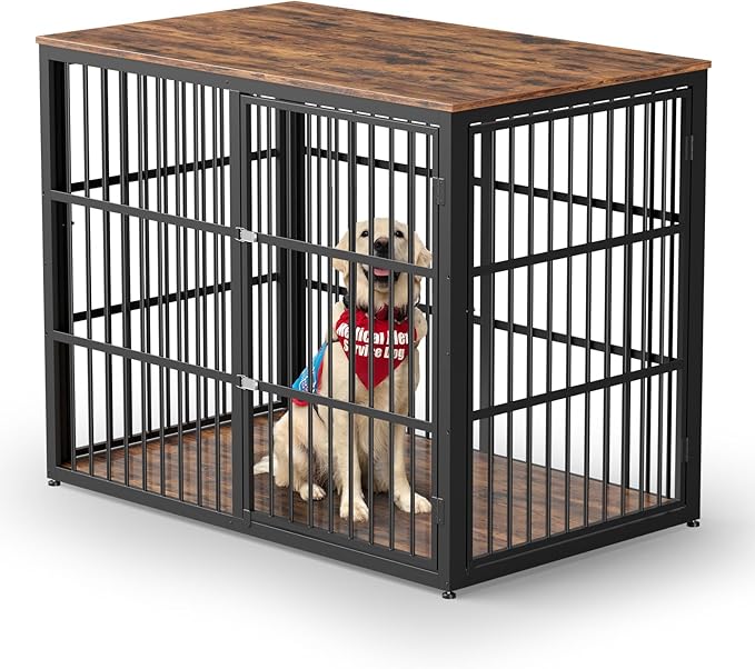 48'' XXL Dog Crate Furniture with 3 Doors,Wooden Crate End Table Heavy Duty Indoor Combination Cage for Medium to Large Dogs, Multiple Units Can be Combined-PawvioPets