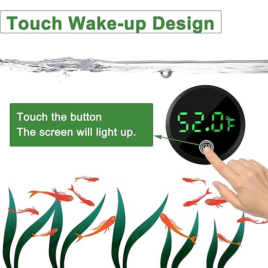 Aquarium Thermometer Digital Fish Tank Thermometer Led Display Fish Tank Temperature Gauge Accurate Thermometer to ±1℉ for Betta Axolotl Turtle Tank (with Spare Battery)-PawvioPets