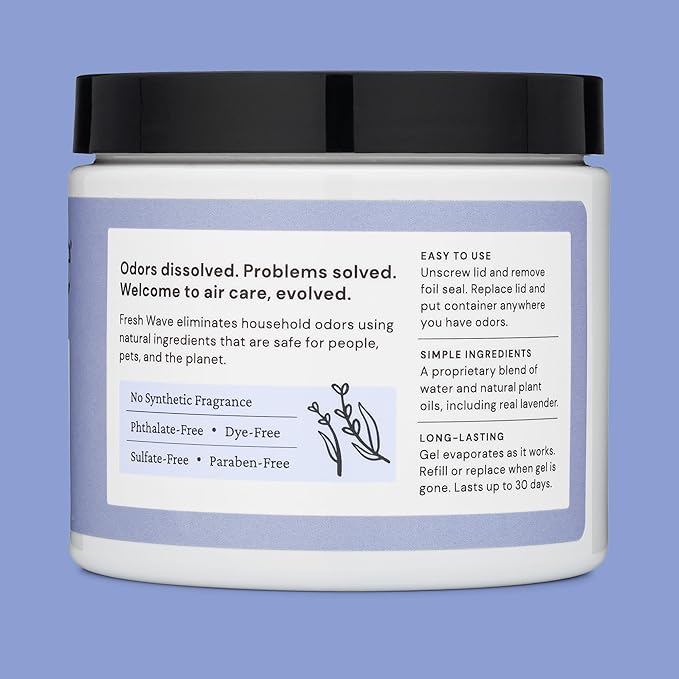 Fresh Wave Lavender Odor Removing Gel, 15 oz. | Odor Absorbers for Home | Safer Odor Relief | Natural Plant-Based Odor Eliminator | Every 15 oz. Lasts 30-60 Days | for Cooking, Trash & Pets-PawvioPets