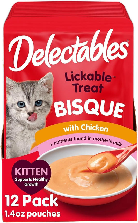 Delectables Bisque Kitten Lickable Wet Cat Treats - Tuna & Chicken (pack of 12) ( Packaging May Vary )-PawvioPets