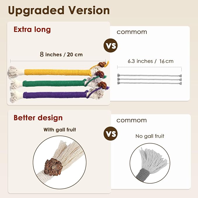 3 PCS Cotton Rope Cat Toys for Indoor Cats, Interactive Cat Rope Toys with Silvervine Fruit for Cats and Kittens, Handmade Pet Chew Toys for Teeth Cleaning-PawvioPets