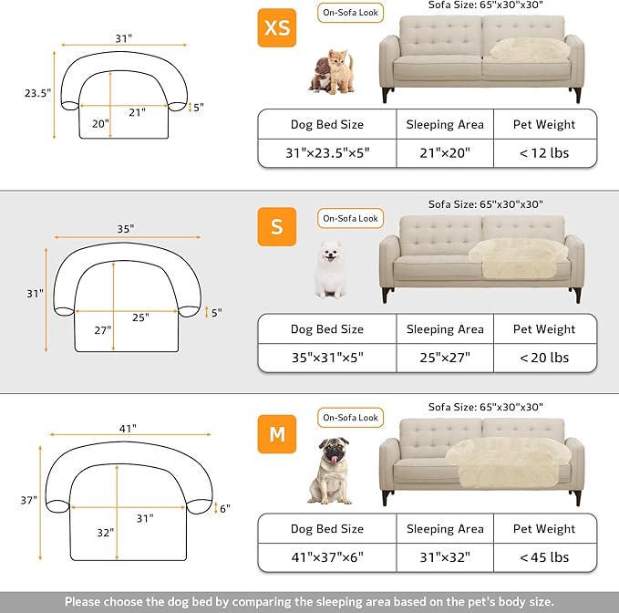 Calming Dog Bed Fluffy Plush Dog Mat for Furniture Protector with Removable Washable Cover for Large Medium Small Dogs and Cats (Small(35x31x5),Beige)-PawvioPets