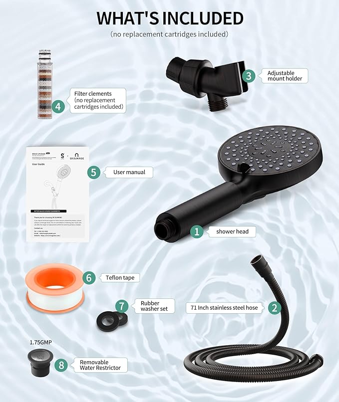 Filtered Shower Head with Handheld, High Pressure 9 Spray Mode ORB Showerhead with Filters, detachable shower head,Water Softener Filters Beads for Hard Water - Remove Chlorine-PawvioPets