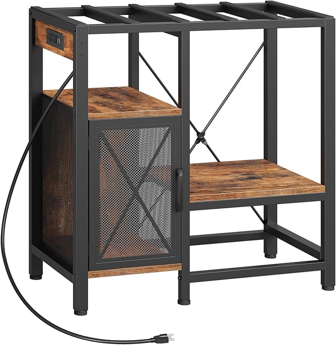 20-37 Gallon Fish Tank Stand, Aquarium Stand with Power Outlet and Storage Cabinet, Heavy Duty Tank Stand Suitable for Turtle Tank, Reptile Terrarium, for Home Office, Rustic Brown FTHR40E01-PawvioPets