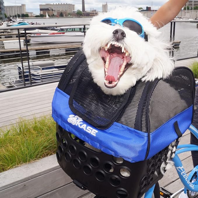 BiKASE Durable Dog Bike Basket & Carrier, Rear Mount Pet Basket for Bikes with Super Comfort Mat and Cover, Ideal for Small Dogs and Cats up to 12 lbs-PawvioPets
