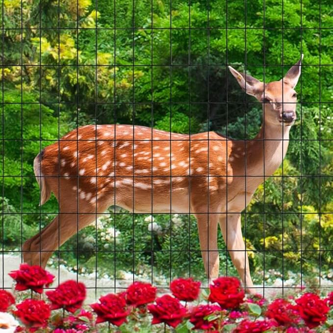 Black PVC Coated Welded Wire Fence 56 Inch x 50 Foot, 2 Inch x 4 Inch 14GA, Garden Border Fencing Roll Vinyl Coating Metal Wire Mesh Hardware Cloth for Yard Vegetable Plant Protection-PawvioPets