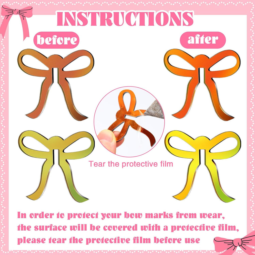 36 Pcs Bow Drink Markers Acrylic Drink Tags Bowknot Wine Glass Charms for Bachelorette Coquette Birthday Cocktail Wedding Decoration Bridal Shower Party Favors