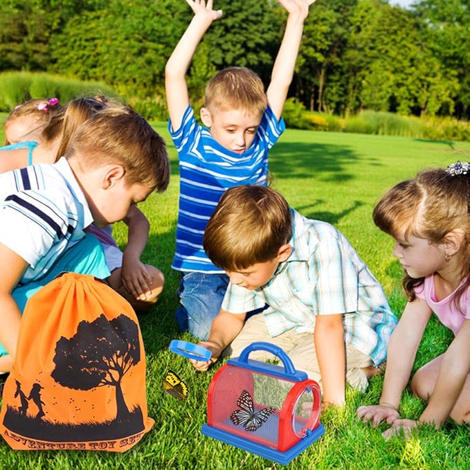 ESSENSON Outdoor Explorer Kit & Bug Catcher Kit with Binoculars, Compass, Magnifying Glass, Critter Case and Butterfly Net Great Toys Kids Gift for Boys & Girls Age 3-12 Year Old Camping Hiking-PawvioPets