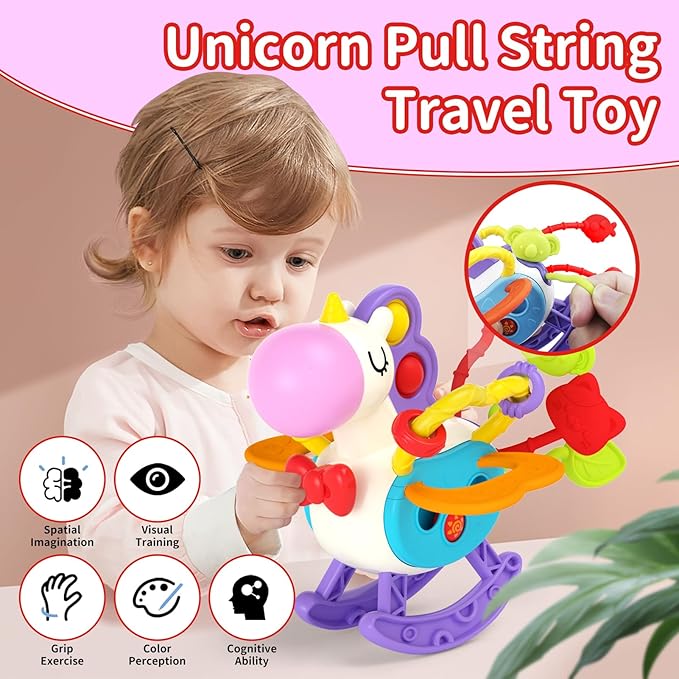 4 in 1 Baby Toy for 6 9 12 18 Month, Learning Toys for Babies 6-12 Months, Baby Busy Cube, Stacking Sorter, Pull String & Piano Xylophone Travel Toy, Birthday Gift for 1 2 Year Old-PawvioPets