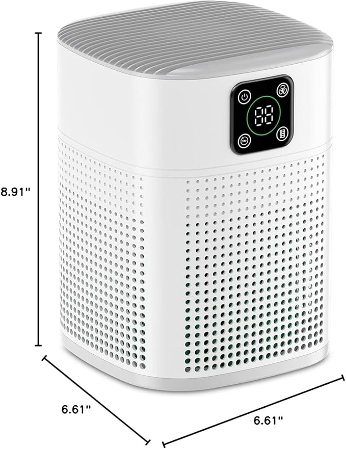 Air Purifiers for Bedroom, Honeyuan H13 HEPA Air Purifier for Home Large Room 600 sqft, Air purifiers with 360°Air Intake, 3 Fan Speeds, 3-Stage Filtration, White-PawvioPets