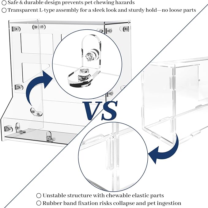 Acrylic Rabbit Hay Feeder with Lid, Transparent Hanging Food Dispenser Hay Feeder for Bunny Rabbits Guinea Pig Cage Chinchillas Hamsters Small Pets and Animals（Large-PawvioPets