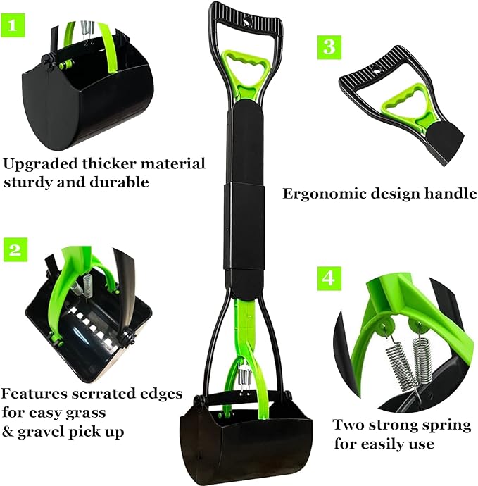 28" Large Pooper Scooper for Dogs, Heavy Duty Poop Scooper for Large Medium & Small Dog, Pet Dog Pooper Scooper for Grass & Gravel Pick Up-PawvioPets