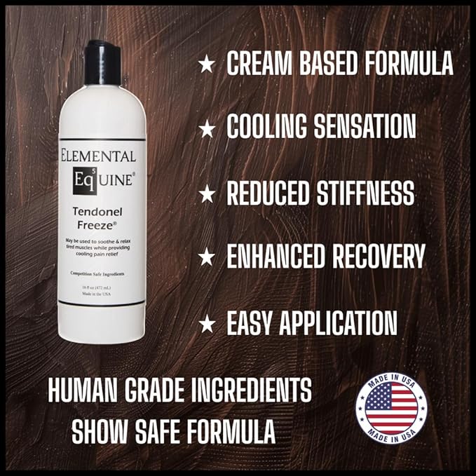 Elemental Equine Tendonel Freeze 16oz Liniment Rub for Horses - Soothe and Relax Tired Muscles While Providing Cooling Relief and Reduced Stiffness-PawvioPets