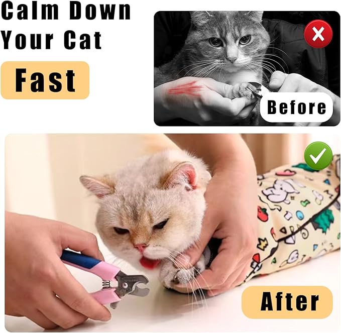 21.7" Cat Grooming Wrap,Self-Adherent Cat Wrap for Cutting Nails,Anti-Escape Pet Swaddle for Medicine,Teeth Brushing,Ear Cleaning(Within 6lbs)-PawvioPets