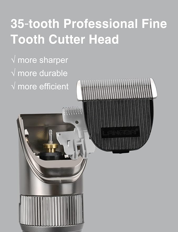 Dog Grooming Clippers High Power Dog Clipper for Thick Heavy Coats Low Noise Plug-in Pet Trimmer Pet Professional Grooming Clippers with Guard Combs Brush for Dogs Cats and Other Animals-PawvioPets