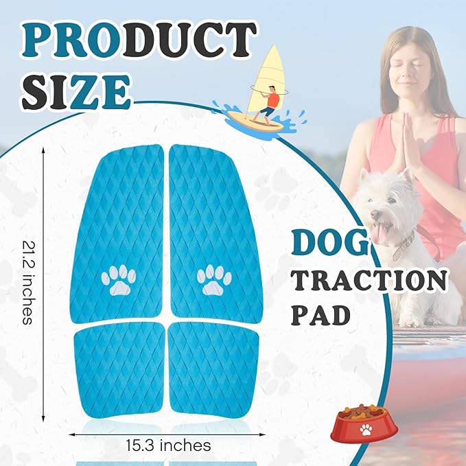 Dog Traction Pad Dog Paddle Board Kayak Accessories 21.2 x 15.3 Inch Non Slip Deck Grip Mat Surfboard Traction Good Grip EVA Foams for SUP Skimboard Paddleboard Surfboard-PawvioPets