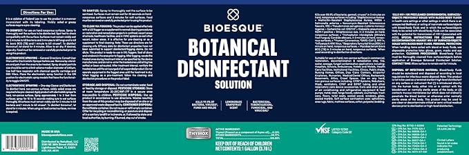 Bioesque Botanical Disinfectant Solution, Heavy Duty Broad-Spectrum Disinfectant, Kills 99.9% of Bacteria, Viruses*, Fungi, & Molds, 1 Gallon (Pack of 4)-PawvioPets