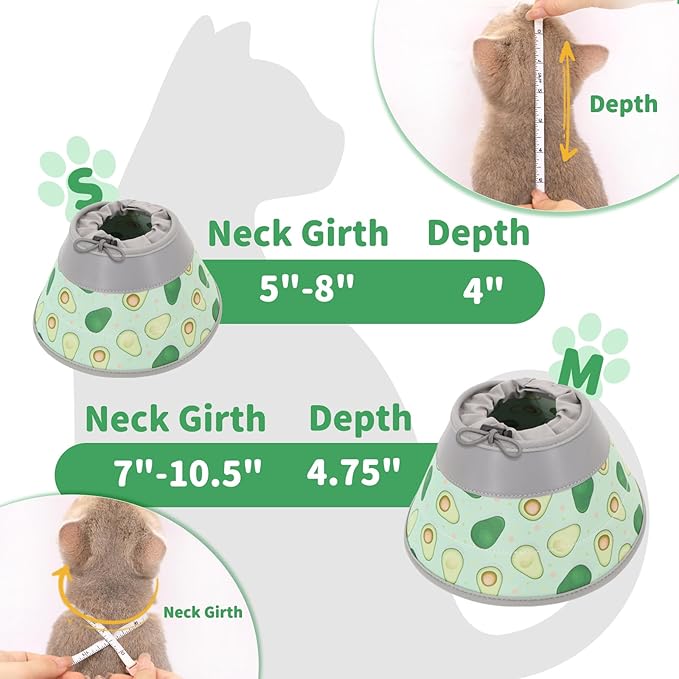Cat Cone Collar Soft, Comfortable Cat Recovery Collar Pet Cone for Small Large Cats, Lightweight Elizabethan Collar for Cats Kittens After Surgery Prevent from Licking Wounds, Green, S-PawvioPets