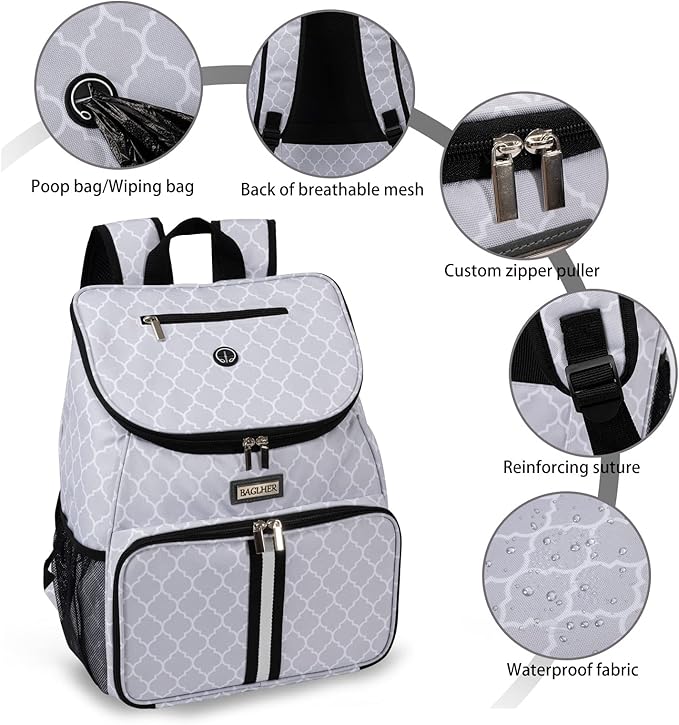 BAGLHER丨Dog Travel Bag, Airline Approved Pet Supplies Backpack, Dog Travel Backpack with 2 Silicone Collapsible Bowls and 2 Food Baskets-PawvioPets