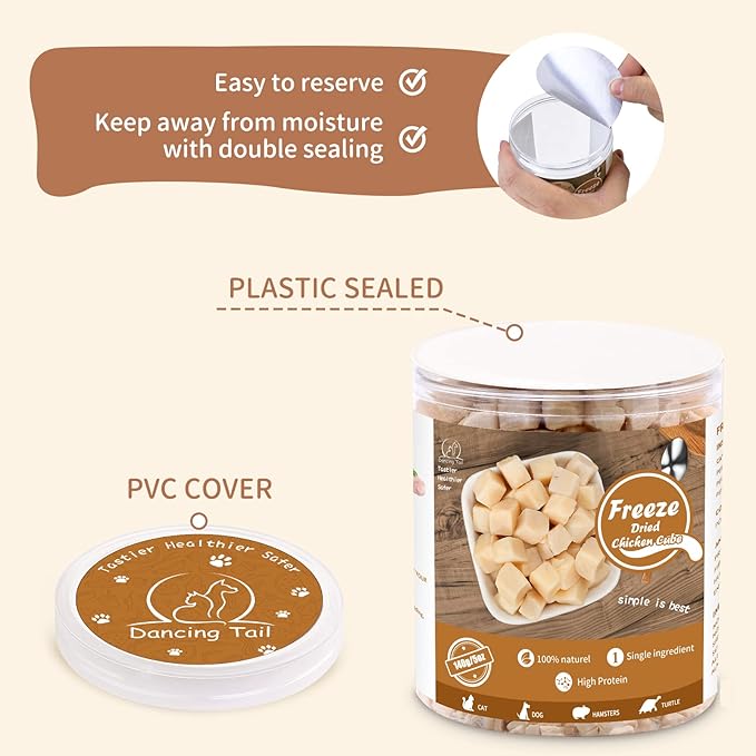 Freeze Dried Raw Cat and Dog Treats, Healthy Limited Ingredient Chicken Cube Weight Control Traing Treats for Small Dogs Cats 5 Ounce-PawvioPets