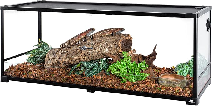 67 Gallon Reptile Tank, Glass Reptiles Terrarium 48" x 18" x 18", Sliding Door, Top Ventilation, Cable Pass, Humidify Hole, Large Reptile Cage Habitat for Bearded Dragon, Lizard, Snake, Gecko-PawvioPets