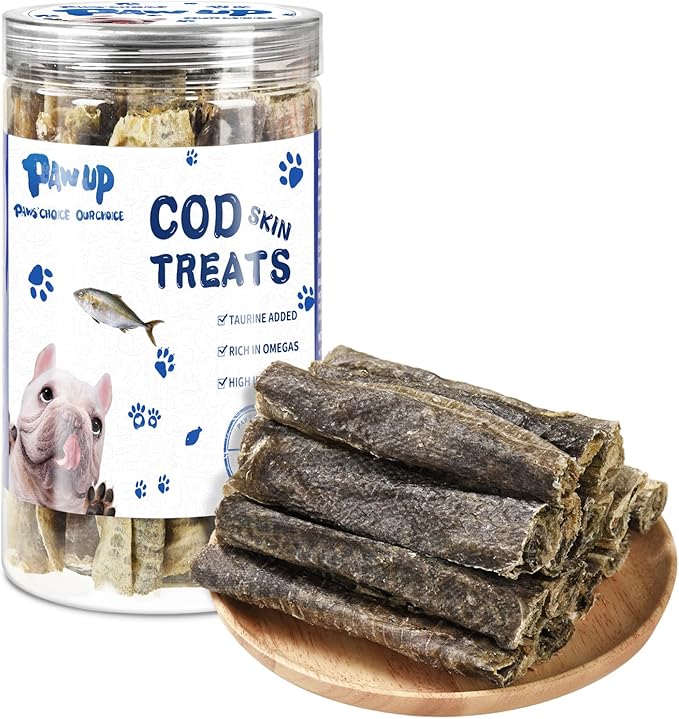 Dog Treats, Cod Skins Dog Treat with Taurine, One-Ingredient Grain-Free Chew Fish Skin Rolls Rich in Omega3, 8 oz-PawvioPets