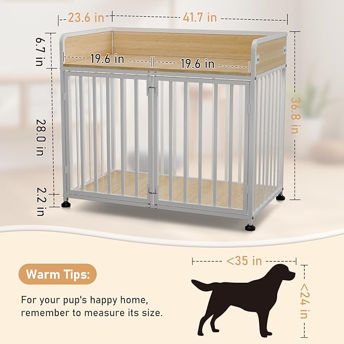 42inch Dog Crate Furniture, Medium Dog Kennel Indoor, Decorative Pet House End Table, Wooden Cage Kennel Indoor, Heavy Duty Dogs Crate Furniture for Large and Medium-PawvioPets