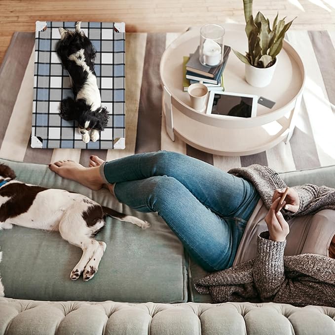 Elevated Outdoor Raised Dog Bed Outdoor Dogs Bed Lifted Pet Bed Dog Cot for Pet Taste Life, Start with A Pet Bed 26'' x 20'' x 6.5''-PawvioPets