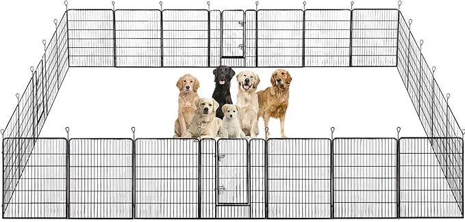 BestPet Dog Playpen Indoor 40 inch 24 Panels Metal Dog Pen Pet Dog Fence Outdoor Exercise Pen with Doors,Pet Puppy Playpen for RV Camping Yard, Black-PawvioPets