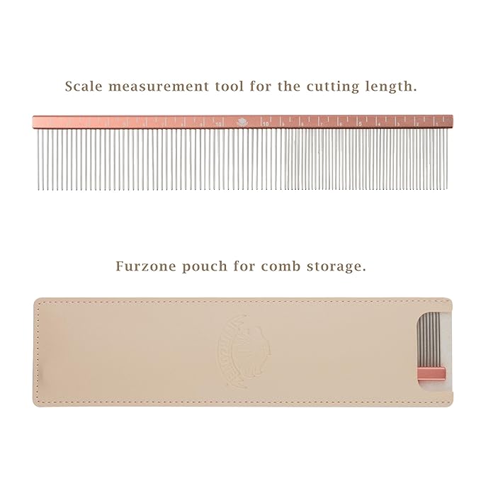 2-in-1 Greyhound Comb for Dogs, Meler Greyhound Comb (Half Curved/Coarse), 86 Stainless Steel Pins Dog Comb, Aluminum 24.5cm Handle, Lightweight, Remove Dogs’ Eye Debris, Fur Tangle Free-PawvioPets