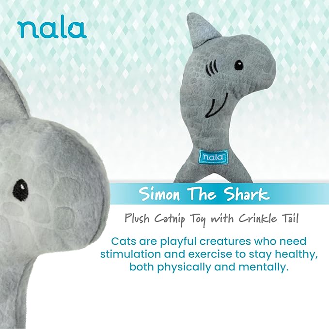 Caitec Presents Nala Cat Simon The Shark - Catnip Toy - Interactive Cat Toy - Chew Toy - Pillow Toy, 3 Pack-PawvioPets