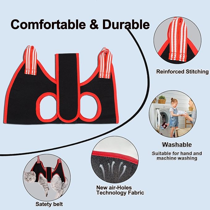 Cat Grooming Hammock Harness for Small Dogs,Pet Hammock Restraint Bag,Dog Grooming Sling for Trimming Nail and Ear/Eye Care(XS Size,6.5")-PawvioPets