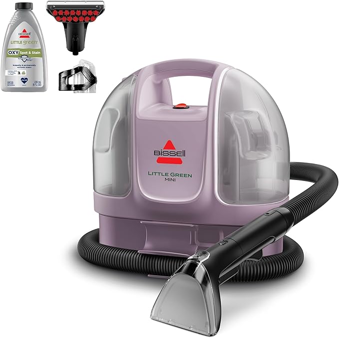 Bissell Little Green Mini Portable Carpet and Upholstery Deep Cleaner, Car/Auto Detailer, with HydroRinse Self-Cleaning Tool and 4" Tough Stain Tool, Limited Edition Color Dusk Pink, 4075L-PawvioPets