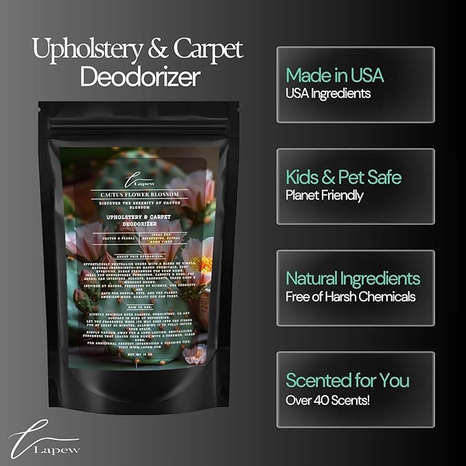 Cactus Flower Blossom Carpet Freshener Powder: Powerful Odor Eliminator for Home, Upholstery Deodorizer, Carpet Deodorizer, Pet Urine, Cat Litter Box - Cactus Flower Blossom Fragrance.-PawvioPets
