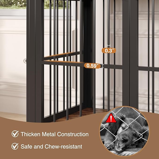 39.4" Dog Crate Furniture for Medium and Large Breed, Dog Kennel Furniture with Storage Shelf & Lockable Wheels, Heavy Duty Wooden End Side Table Pet Cage Indoor, Chew-Resistant, Brown-PawvioPets