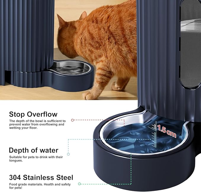 Gardner Pet Automatic Gravity Cat Food Feeder and Water Dispenser Stainless Steel Two-in-One Set Large Capacity Dispenser for Pets Dogs, Puppies, Kittens-PawvioPets