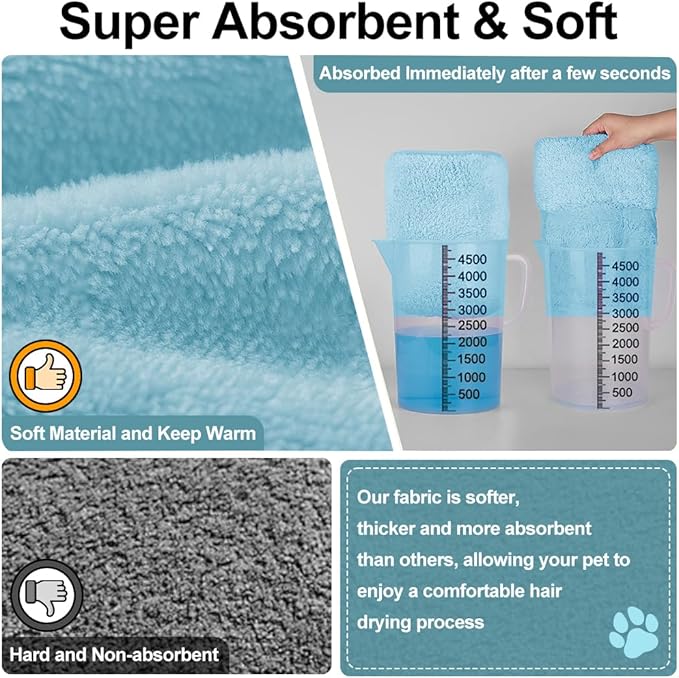Giant Dog Bath Bubble, Quick Drying Super Absorbent Used for After Bathing, Warm Dog Towels, Adjustable Hoodies and Belts for Pet Dogs Bath Clothes Products (Blue, 6XL)-PawvioPets