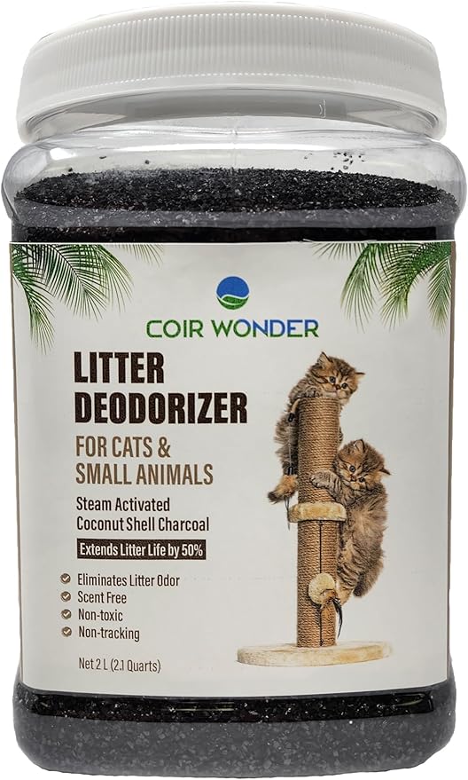 Cat Litter Deodorizer – 2.2 Lb Activated Charcoal Carbon – Odor Eliminator for Litter Box, Chicken Coop, Small Animal Enclosures – Extends Litter Life – Natural Pet Odor Control Granules-PawvioPets
