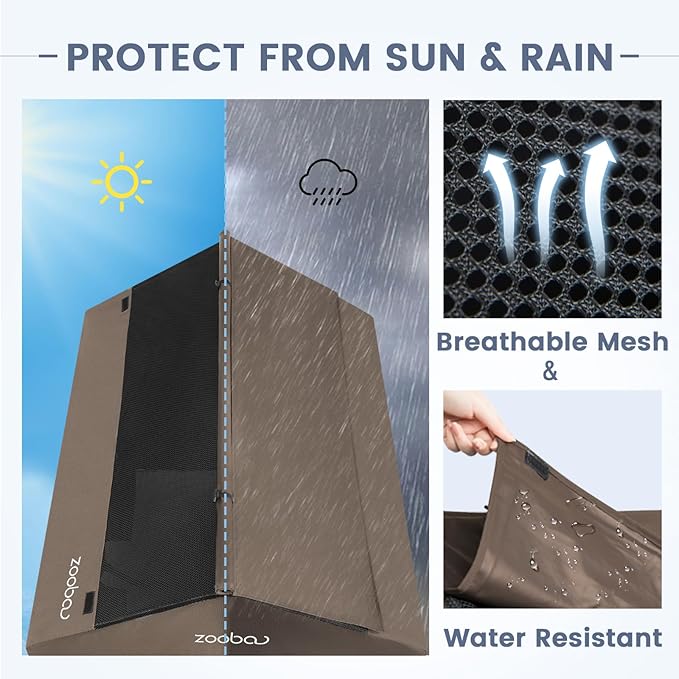 42" 2-in-1 Dog House for Medium Dogs, Elevted Dog House Outdoor/Indoor, Puppy Shelter Outside,Water Resistant 600D PVC and Durable 2x1 Textilene Raised Dog Bed(Brown)-PawvioPets