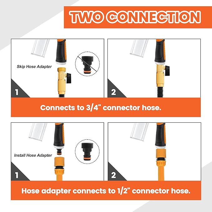 Dog Washing Hose Attachment, 10-in-1 Soap Sprayer Moden Garden Hose Nozzle with 100cc Soap Dispenser, Dog Wash Supplies with Dog Bath Brush & Pet Comb, Foam Gun Car Wash Sprayer (Orange)-PawvioPets