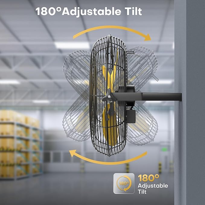 18 Inch Industrial Wall Fan with 2 Pack, 4800 CFM Metal Wall Mount Fans with Poweful Motor, 3 Speed, Fan Indoor for Covered Patio, Greenhouse, Gazebo, and Garage, UL Listed-PawvioPets