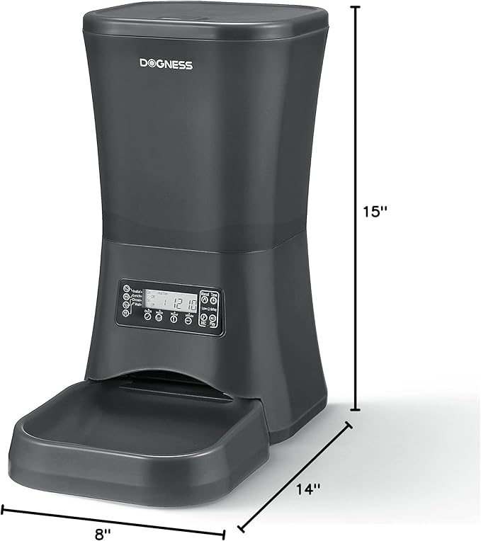 DOGNESS 9L Dog Feeders for Large Dogs, Automatic Dog Feeder with Timer Extra Large, Programmable Auto Pet Food Dispenser Feeder, Portion Control, Voice Recording, Battery and Plug-in Power (Black)-PawvioPets