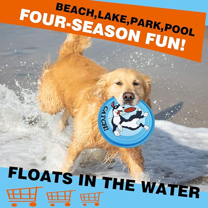 Dog Flying Disc, 3 Pack Dogs Flyer Toys, Lightweight Flying Disc Dog Fetch Toy for Small, Large Dogs & Puppies - Floats in Water & Safe on Teeth-PawvioPets